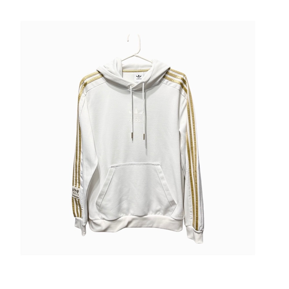Adidas Originals Chile 20 Hoodie White Gold Metallic Trefoil Mens Medium